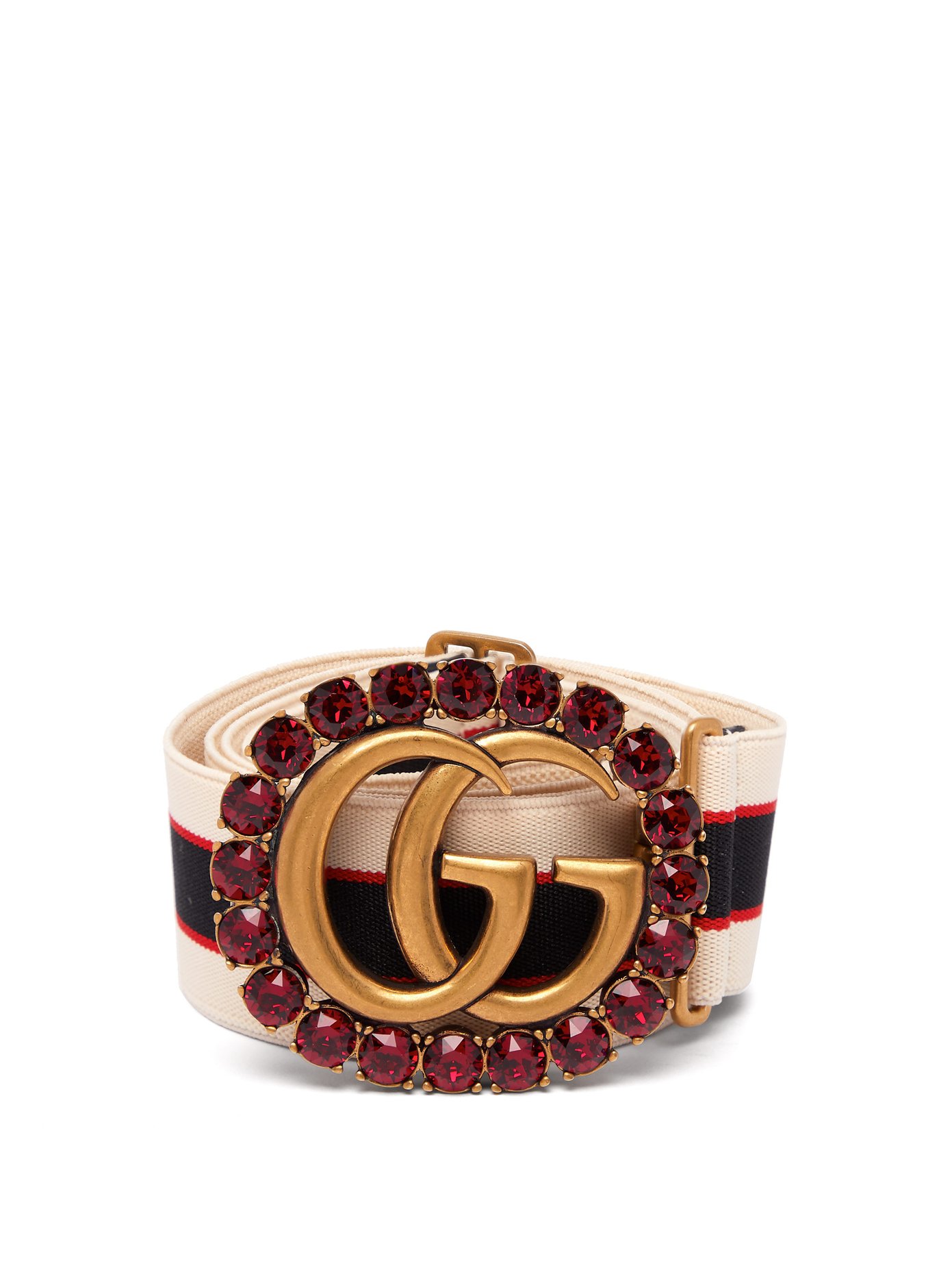 Crystal GG striped elastic belt | Gucci 