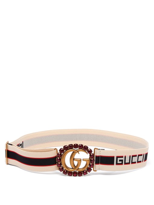 Gucci（グッチ）Crystal GG striped elastic 