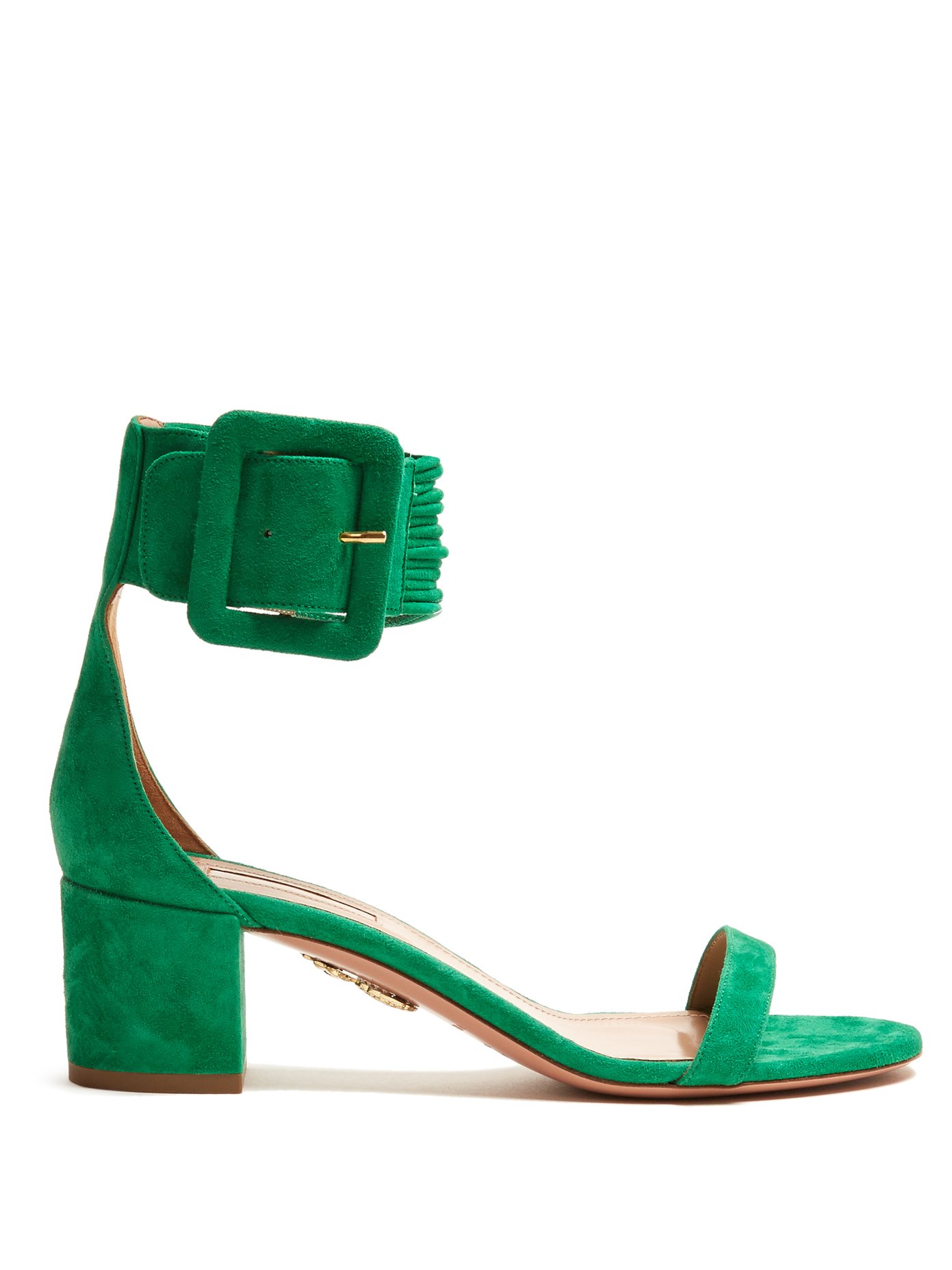emerald green chunky heels