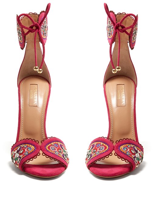 Jaipur 105 embroidered suede sandals | Aquazzura | MATCHESFASHION UK