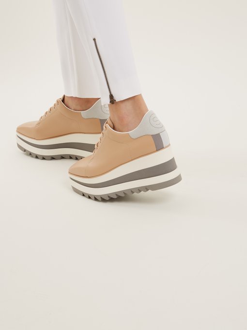 beige platform trainers