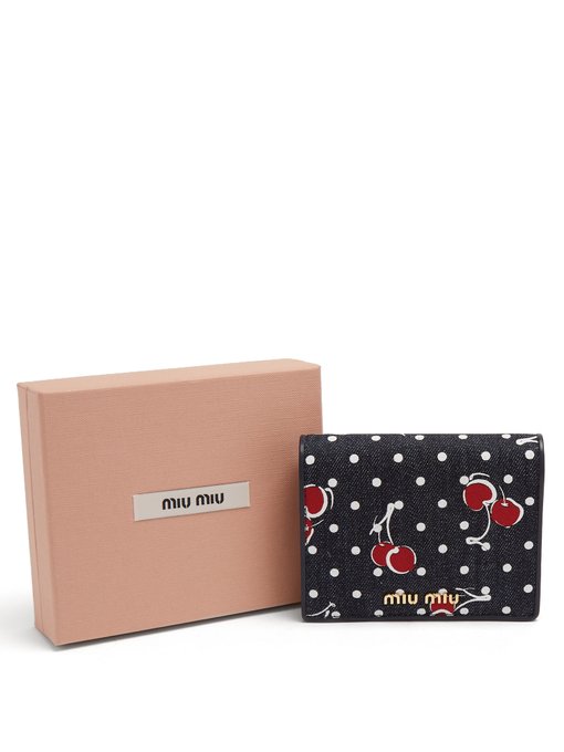 Cherry-print denim wallet展示图
