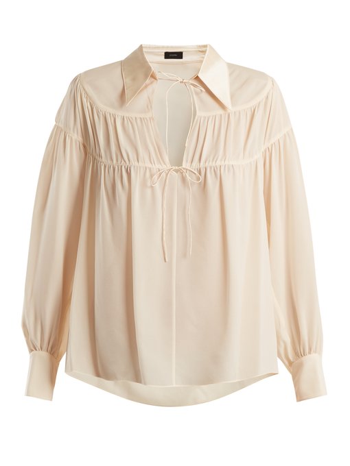 Crosby gathered silk-georgette blouse | Joseph | MATCHESFASHION US
