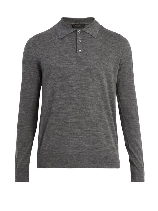 Long-sleeve wool polo shirt | Prada 