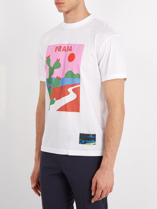 Cactus-print cotton T-shirt | Prada 
