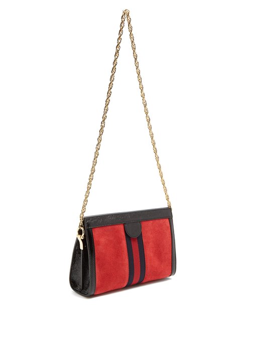 Gucci Small Linea Chain Shoulder Bag - Red | ModeSens
