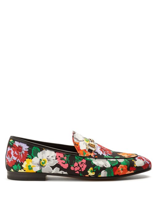gucci floral print loafers