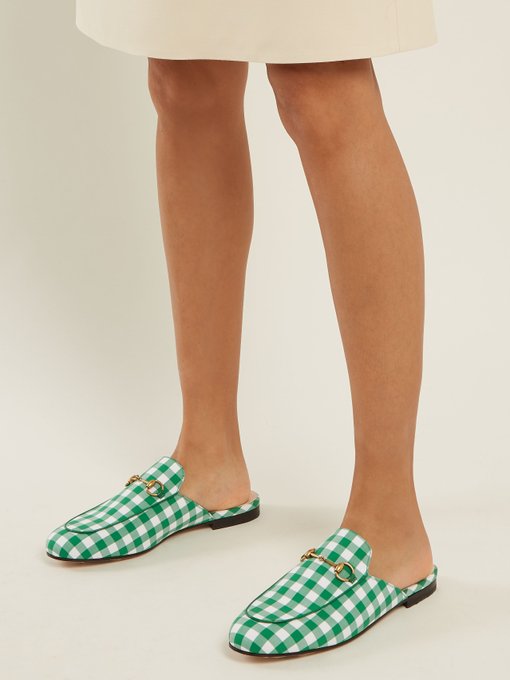 Princetown gingham backless loafers展示图