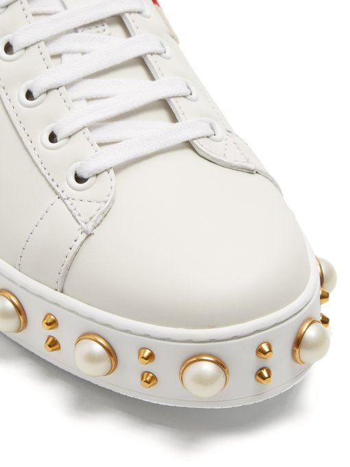 New Ace faux-pearl embellished leather 