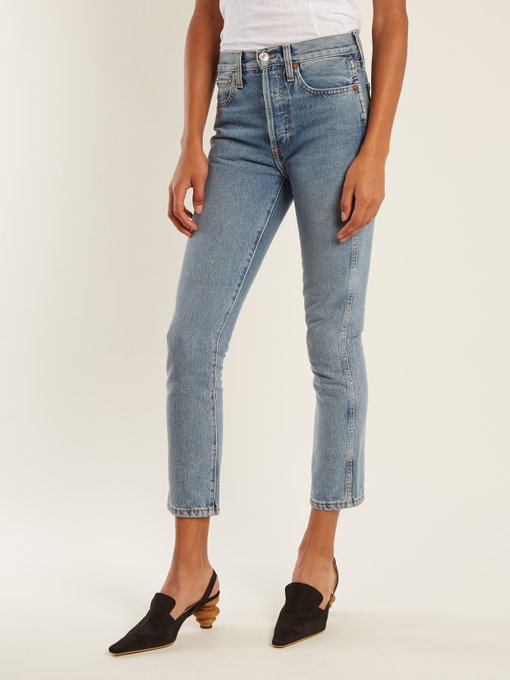 High-rise slim-leg cropped jeans展示图