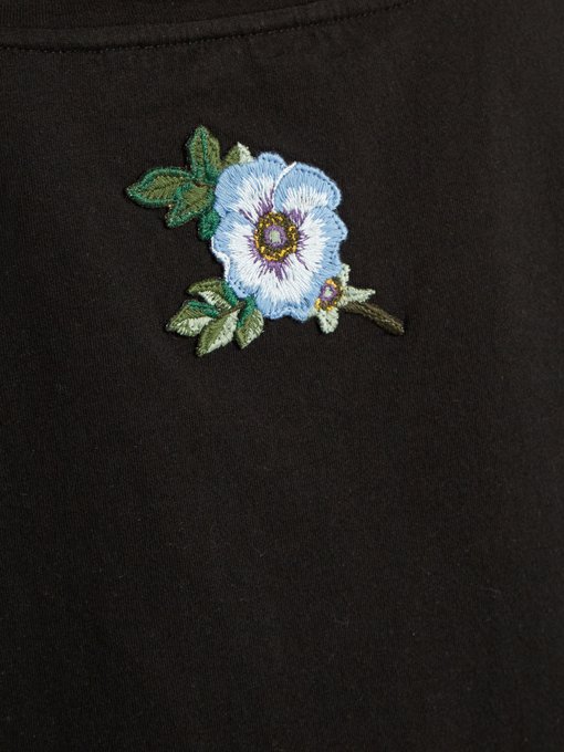 花卉刺绣logo全棉T恤展示图