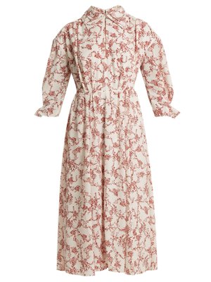 Narmina floral-print point-collar crepe dress | Emilia Wickstead ...