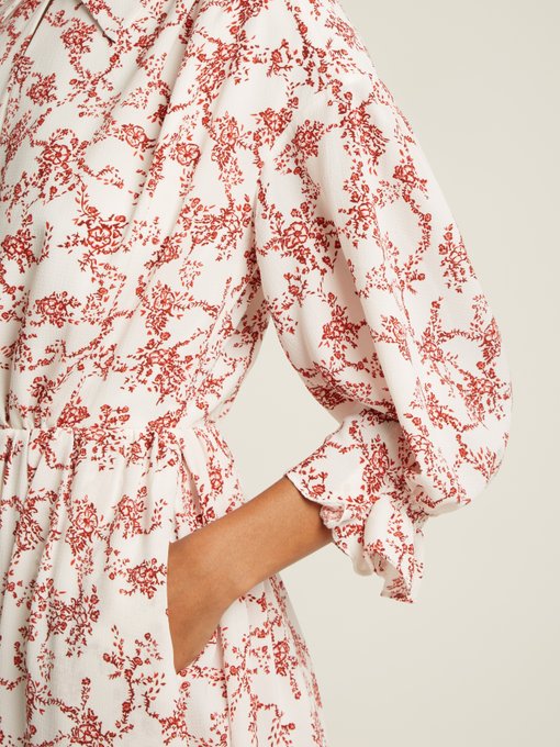 Narmina floral-print point-collar crepe dress展示图