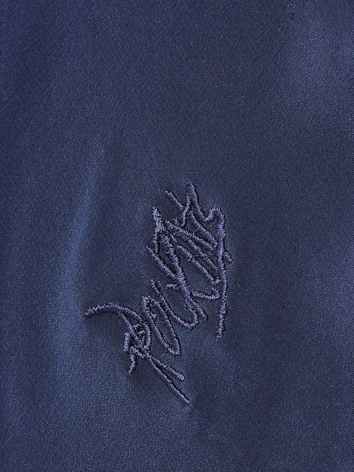 Logo-embroidered super-skinny silk scarf展示图