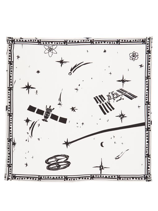 Cosmic Dancer-print bandana silk scarf展示图