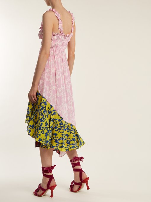 Lilah panelled floral-print crepe dress展示图