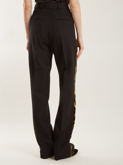 Barathea contrast-panel linen trousers展示图