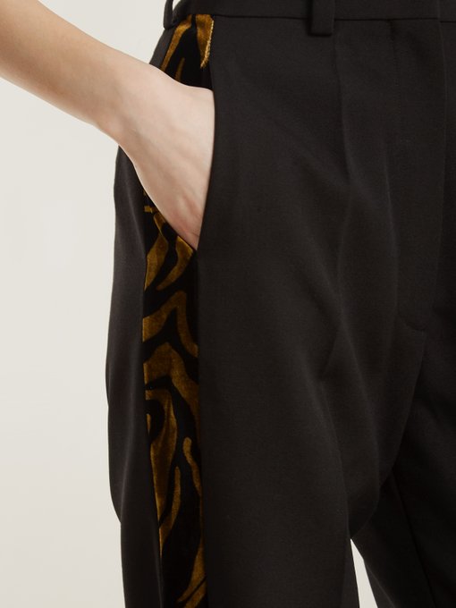 Barathea contrast-panel linen trousers展示图