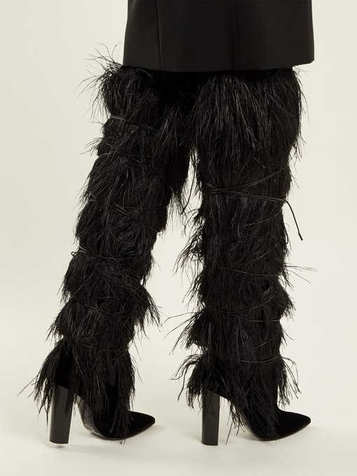 Yeti feather-embellished over-the-knee 