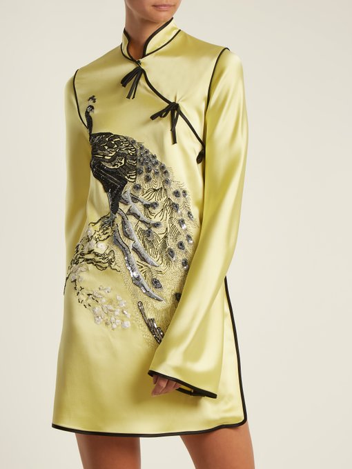 Elena peacock-embroidered satin mini dress | The Attico | MATCHESFASHION UK