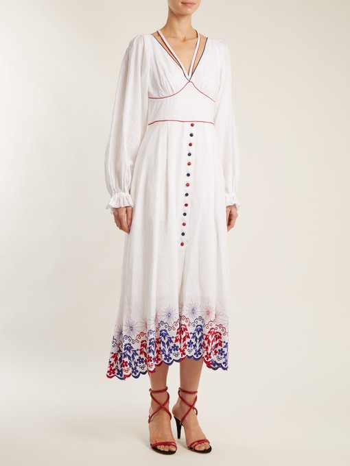 Embroidered linen dress展示图