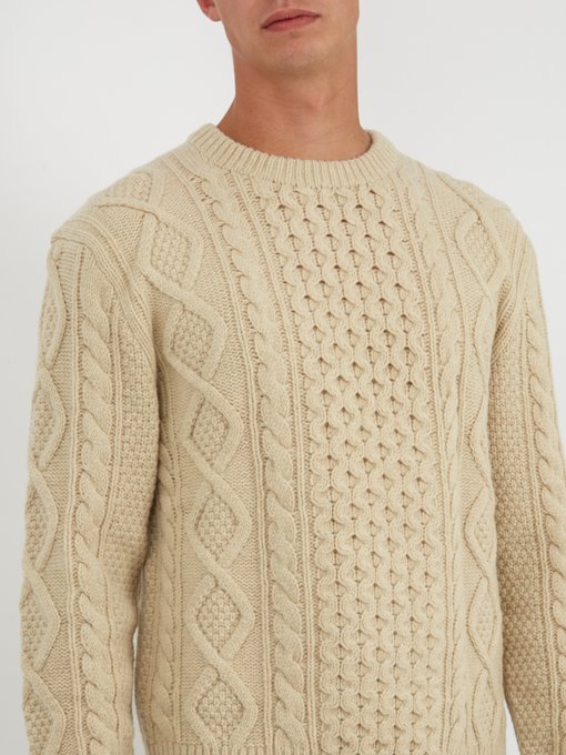 Aran-knit wool-blend sweater | Polo 