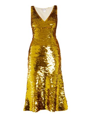 V-neck sequin-embellished silk-blend dress | Oscar De La Renta ...