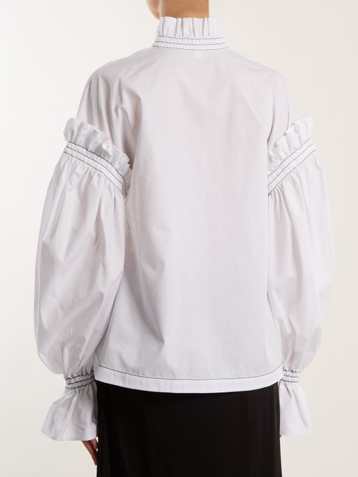 Ruffled-collar cotton-poplin blouse展示图