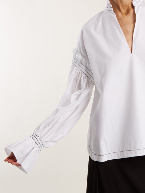 Ruffled-collar cotton-poplin blouse展示图