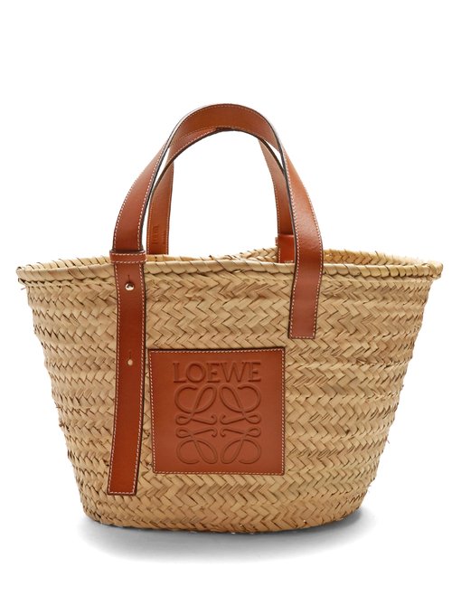 Leather-trimmed medium raffia basket bag | Loewe | MATCHESFASHION.COM UK