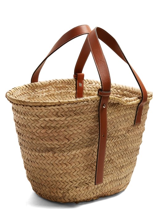 Leather-trimmed medium raffia basket bag | Loewe | MATCHESFASHION.COM UK