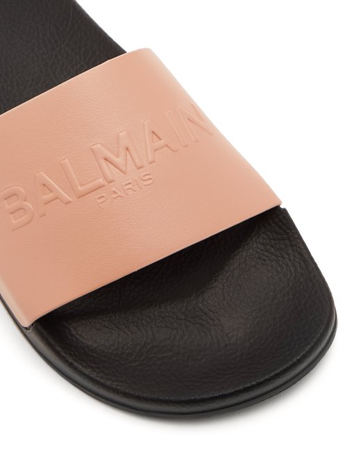 balmain leather slides