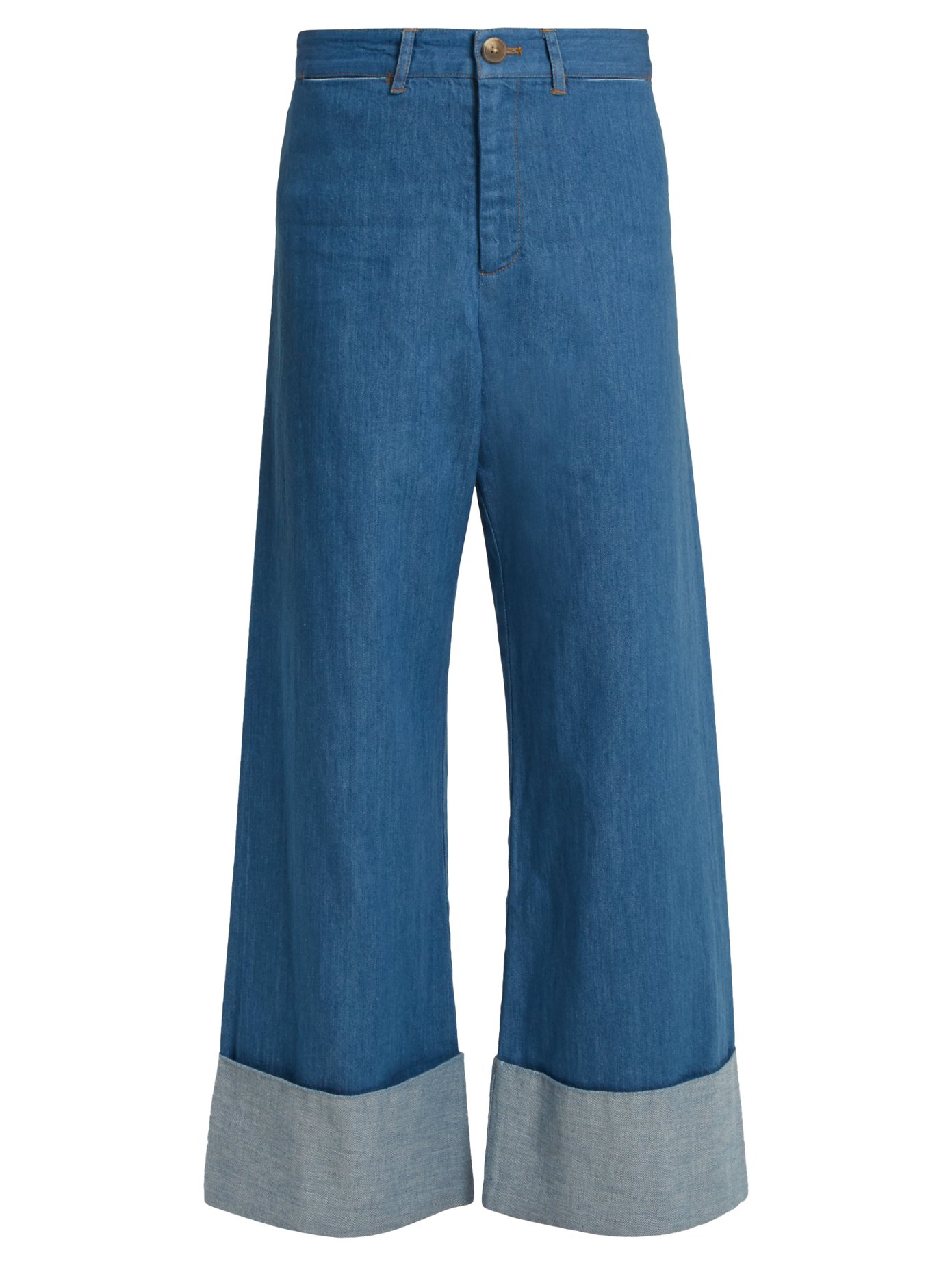 cropped turn up jeans