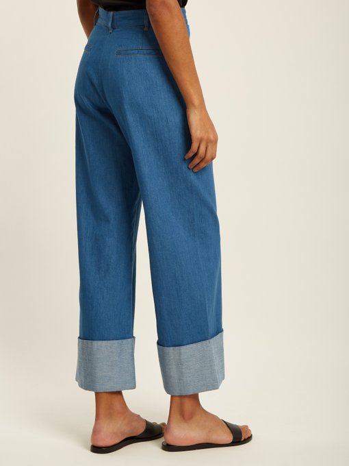 cropped turn up jeans