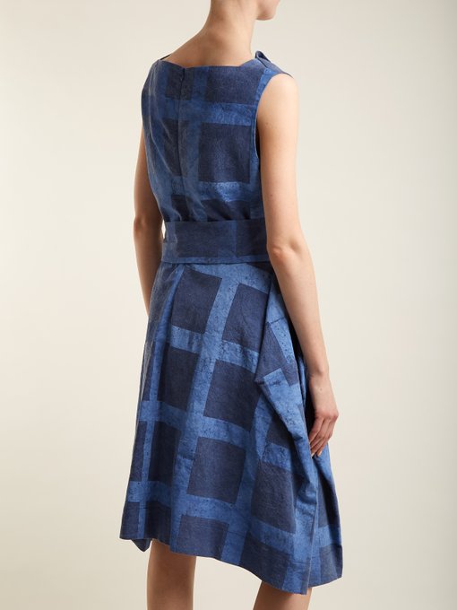 Lotus checked tie-waist cotton dress展示图