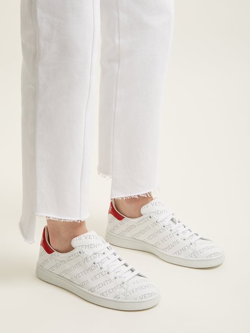 Low-top perforated-leather trainers 