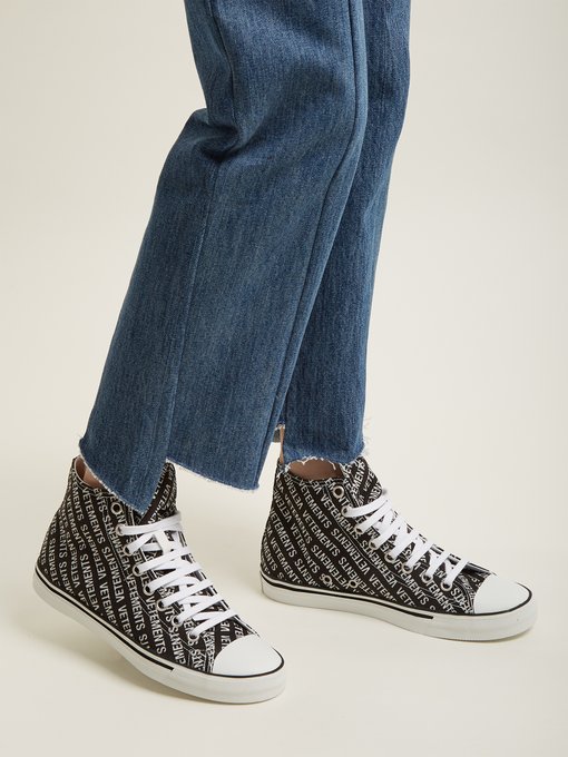 Logo-print high-top canvas trainers 