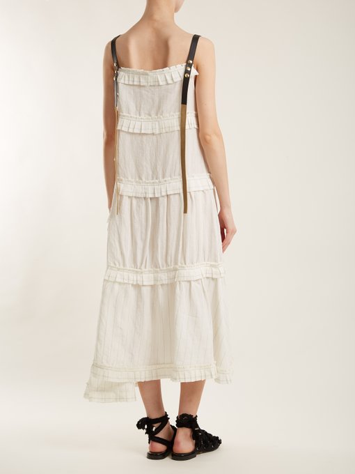 Ruffle-trimmed linen-blend midi dress | Loewe | MATCHESFASHION.COM UK