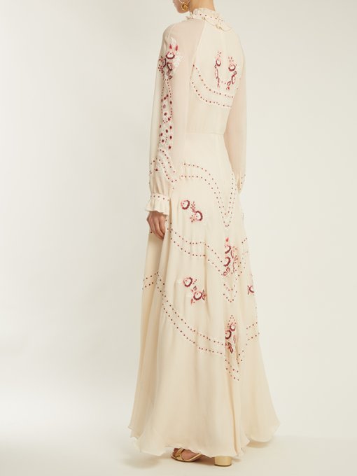 Cara embroidered silk-chiffon gown展示图