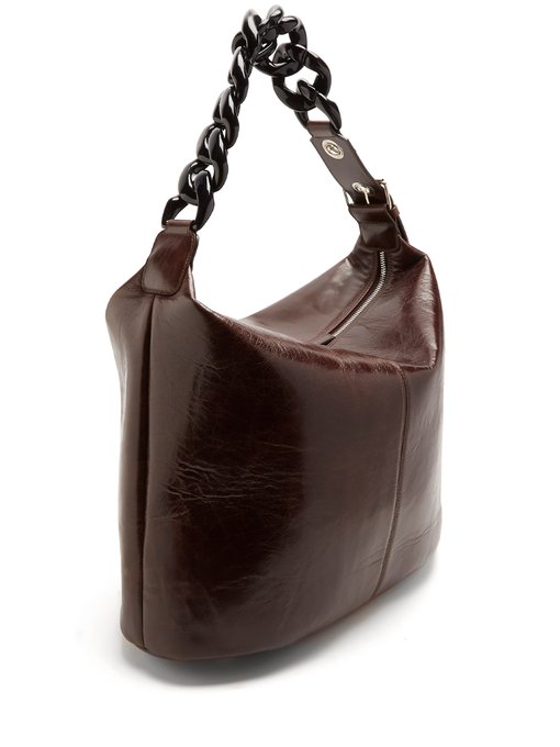 Oversized curb-chain leather bag展示图