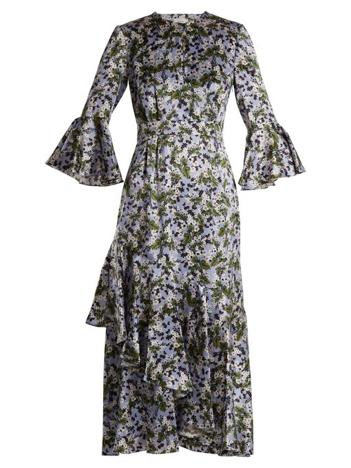Florence fluted-cuff silk-satin dress | Erdem | MATCHESFASHION US