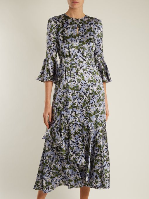 Florence fluted-cuff silk-satin dress | Erdem | MATCHESFASHION US