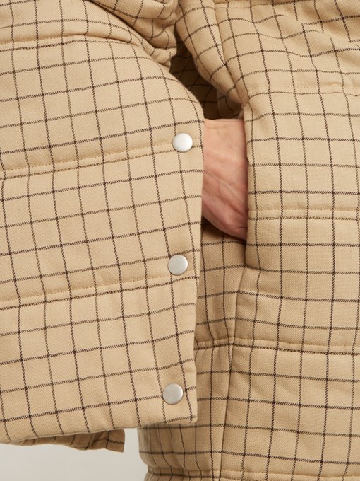 Checked funnel-neck quilted-cotton coat展示图