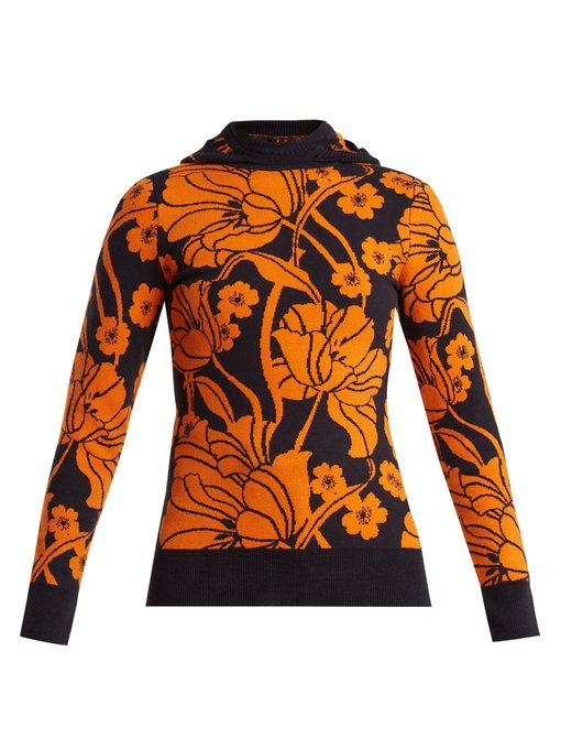 Floral-intarsia cotton-blend hooded sweater | JoosTricot ...