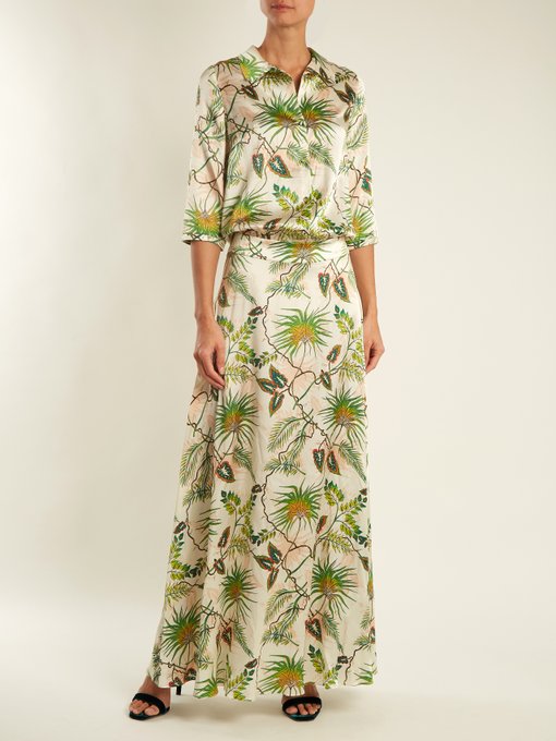Paulina tropical-print stretch-silk gown | Adriana Iglesias ...
