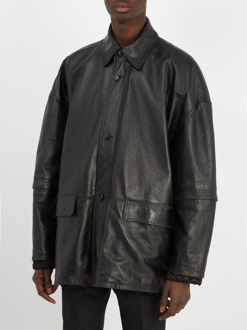 Oversized leather jacket展示图