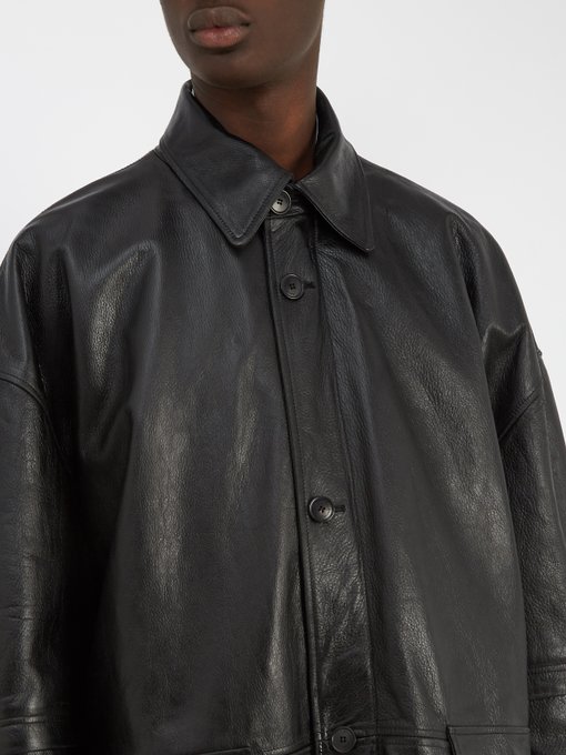 balenciaga oversized leather jacket