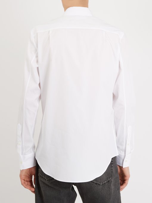 Point-collar single-cuff cotton shirt展示图