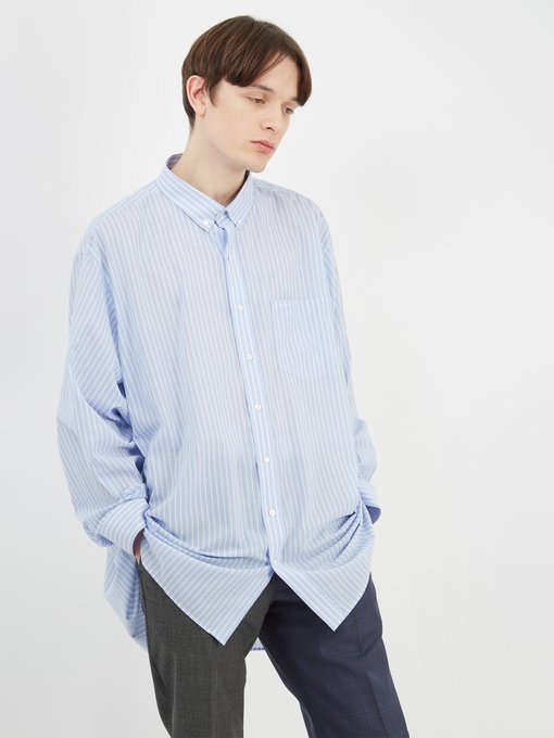 Oversized patch-pocket striped shirt | Vetements | MATCHESFASHION KR