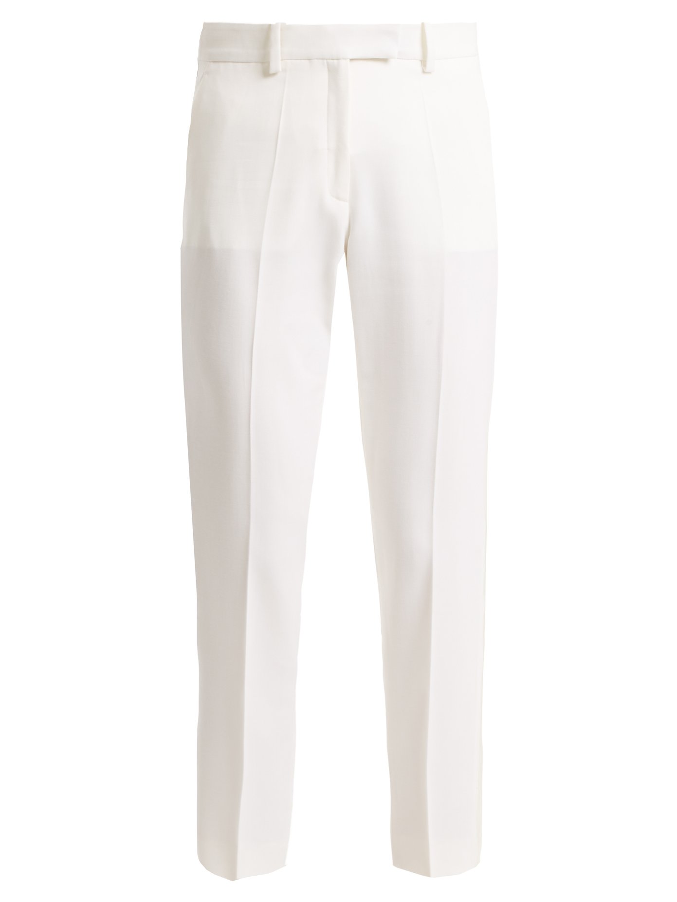 white slim leg cropped trousers